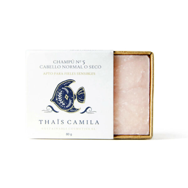 Xampú sòlid Thaïs Camila número 5 per a cabells normals o secs. Amb base de Sodium Cocoyl Glutamate (SCG)